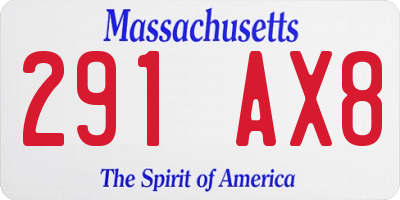 MA license plate 291AX8