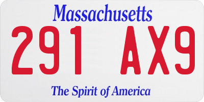 MA license plate 291AX9