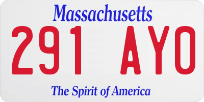 MA license plate 291AY0