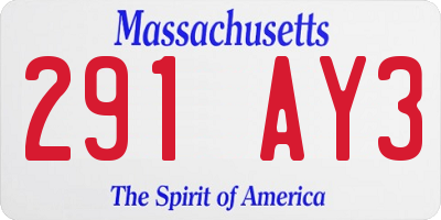 MA license plate 291AY3