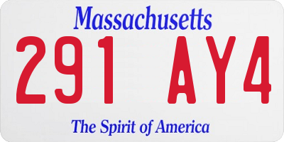 MA license plate 291AY4