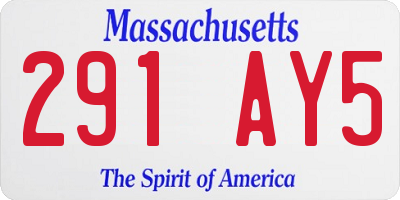 MA license plate 291AY5