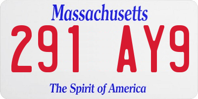 MA license plate 291AY9