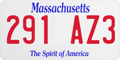 MA license plate 291AZ3