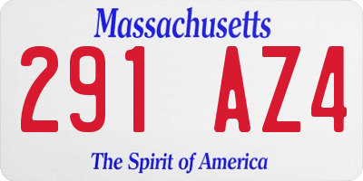 MA license plate 291AZ4