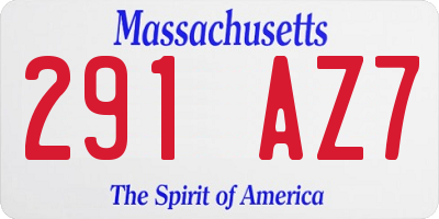 MA license plate 291AZ7