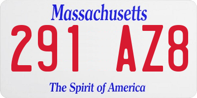 MA license plate 291AZ8