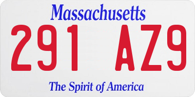 MA license plate 291AZ9