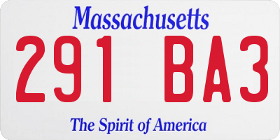 MA license plate 291BA3