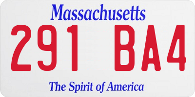 MA license plate 291BA4