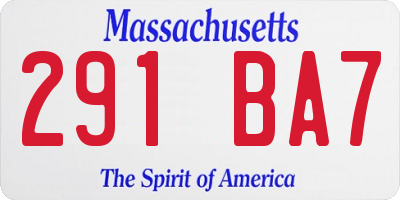 MA license plate 291BA7