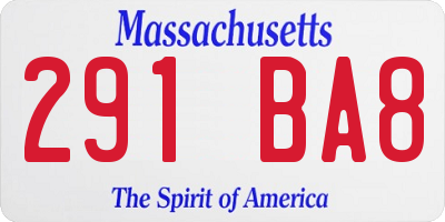 MA license plate 291BA8