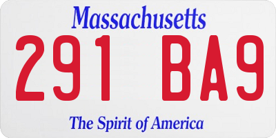 MA license plate 291BA9
