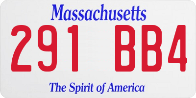 MA license plate 291BB4