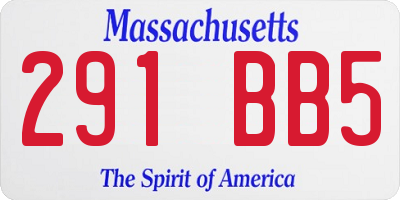MA license plate 291BB5
