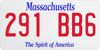 MA license plate 291BB6