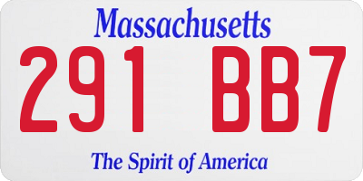 MA license plate 291BB7