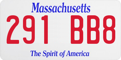 MA license plate 291BB8