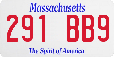 MA license plate 291BB9