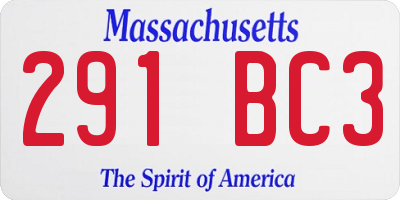 MA license plate 291BC3