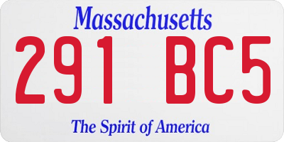 MA license plate 291BC5