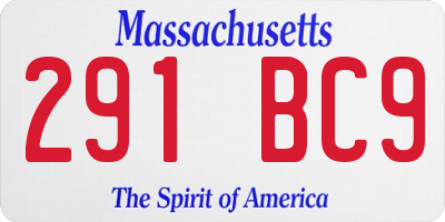 MA license plate 291BC9
