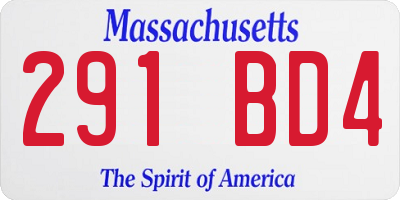MA license plate 291BD4
