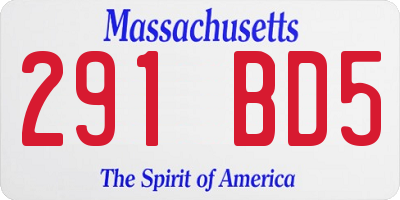 MA license plate 291BD5
