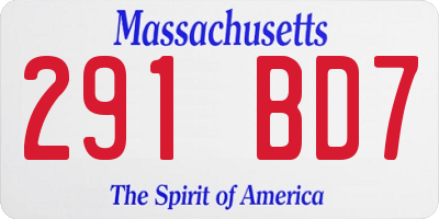 MA license plate 291BD7