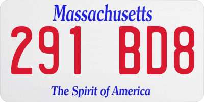 MA license plate 291BD8