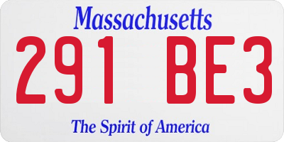 MA license plate 291BE3
