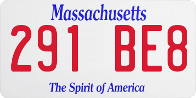 MA license plate 291BE8