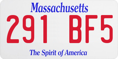 MA license plate 291BF5