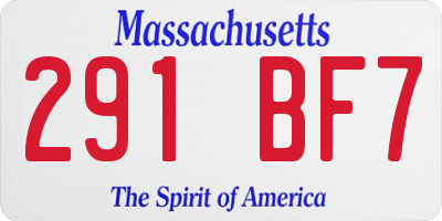 MA license plate 291BF7