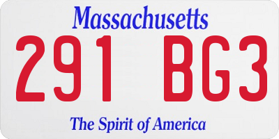 MA license plate 291BG3