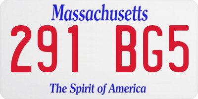 MA license plate 291BG5