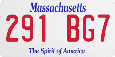 MA license plate 291BG7