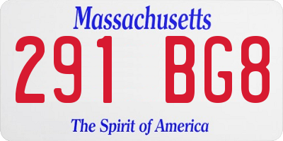 MA license plate 291BG8