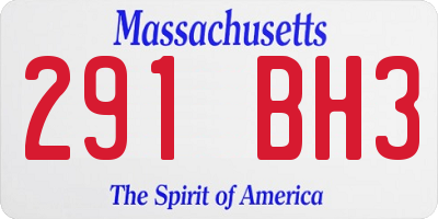 MA license plate 291BH3