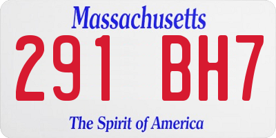 MA license plate 291BH7