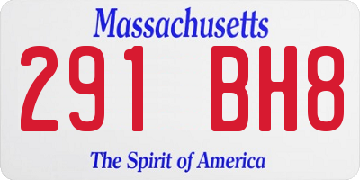 MA license plate 291BH8