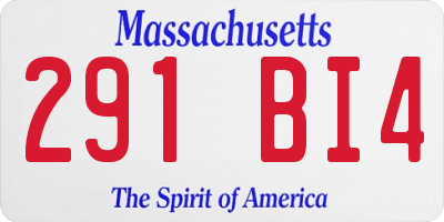 MA license plate 291BI4