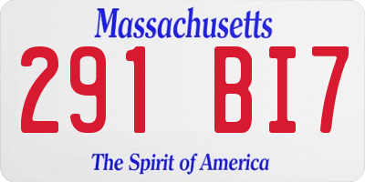 MA license plate 291BI7