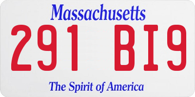 MA license plate 291BI9