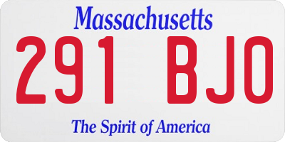 MA license plate 291BJ0
