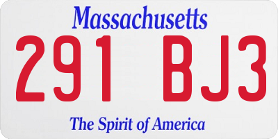 MA license plate 291BJ3