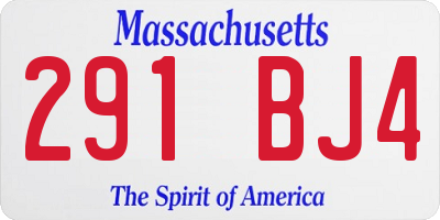 MA license plate 291BJ4