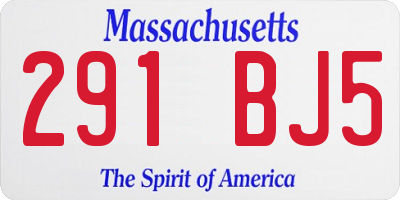 MA license plate 291BJ5