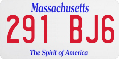 MA license plate 291BJ6