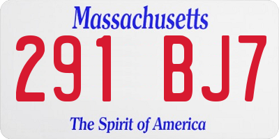 MA license plate 291BJ7